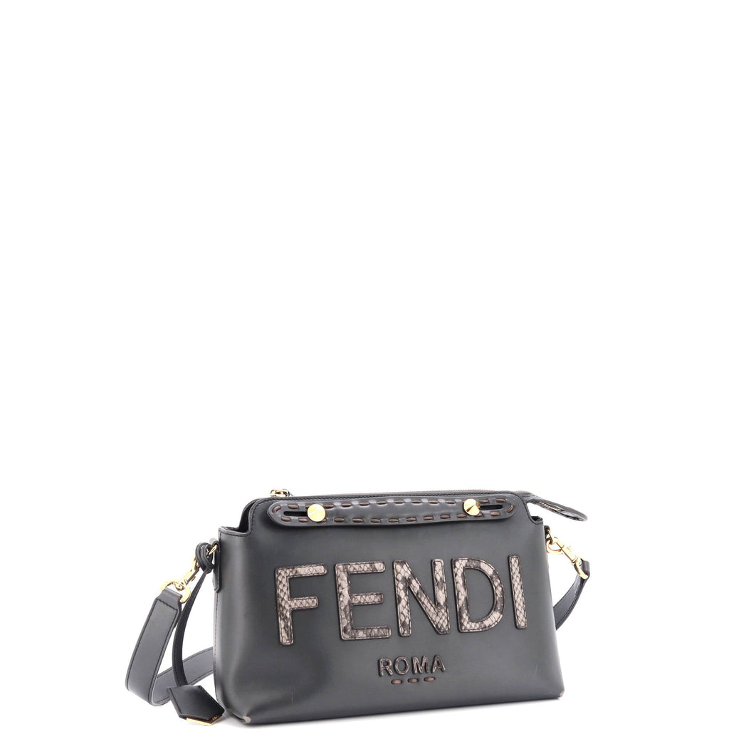 Logo By The Way Satchel Leather with Snakeskin Small