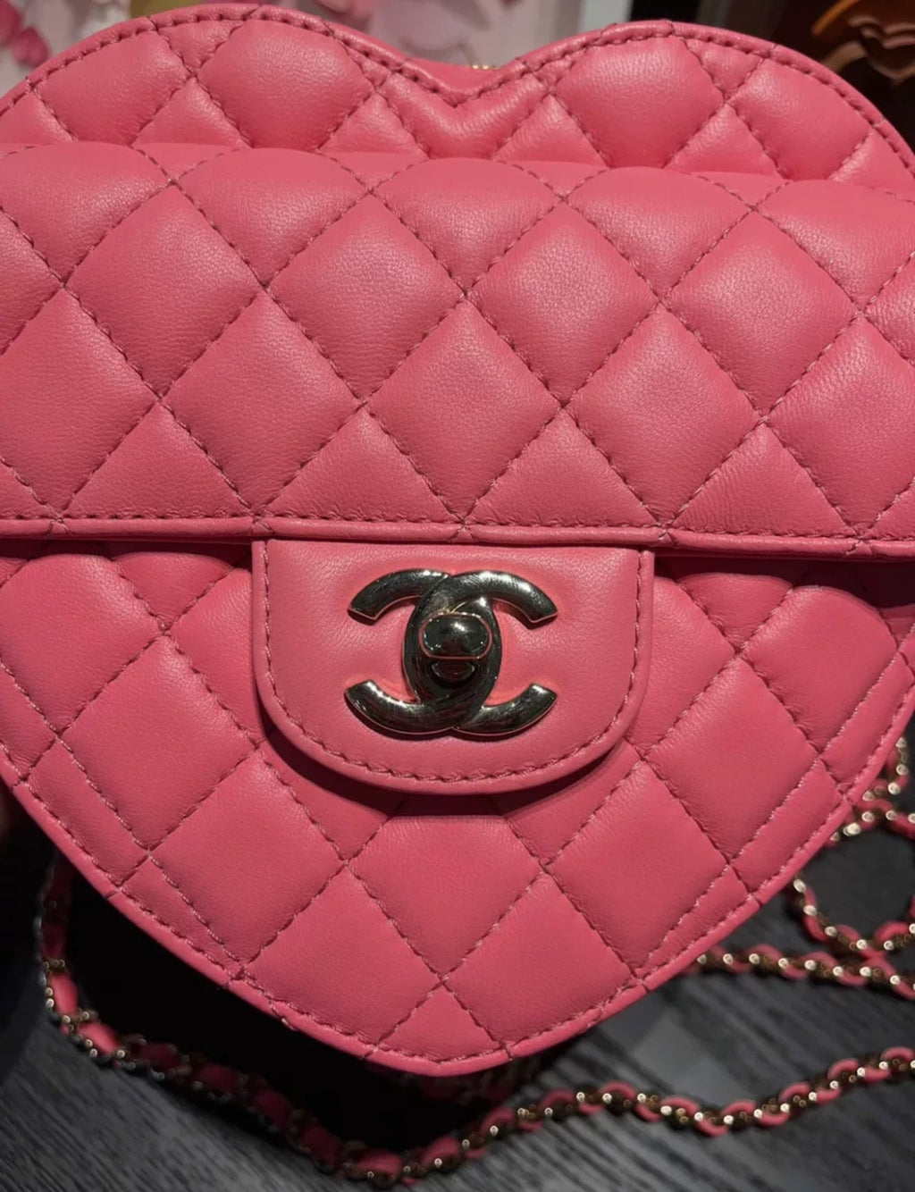 Chanel 22S Pink Heart Bag Large