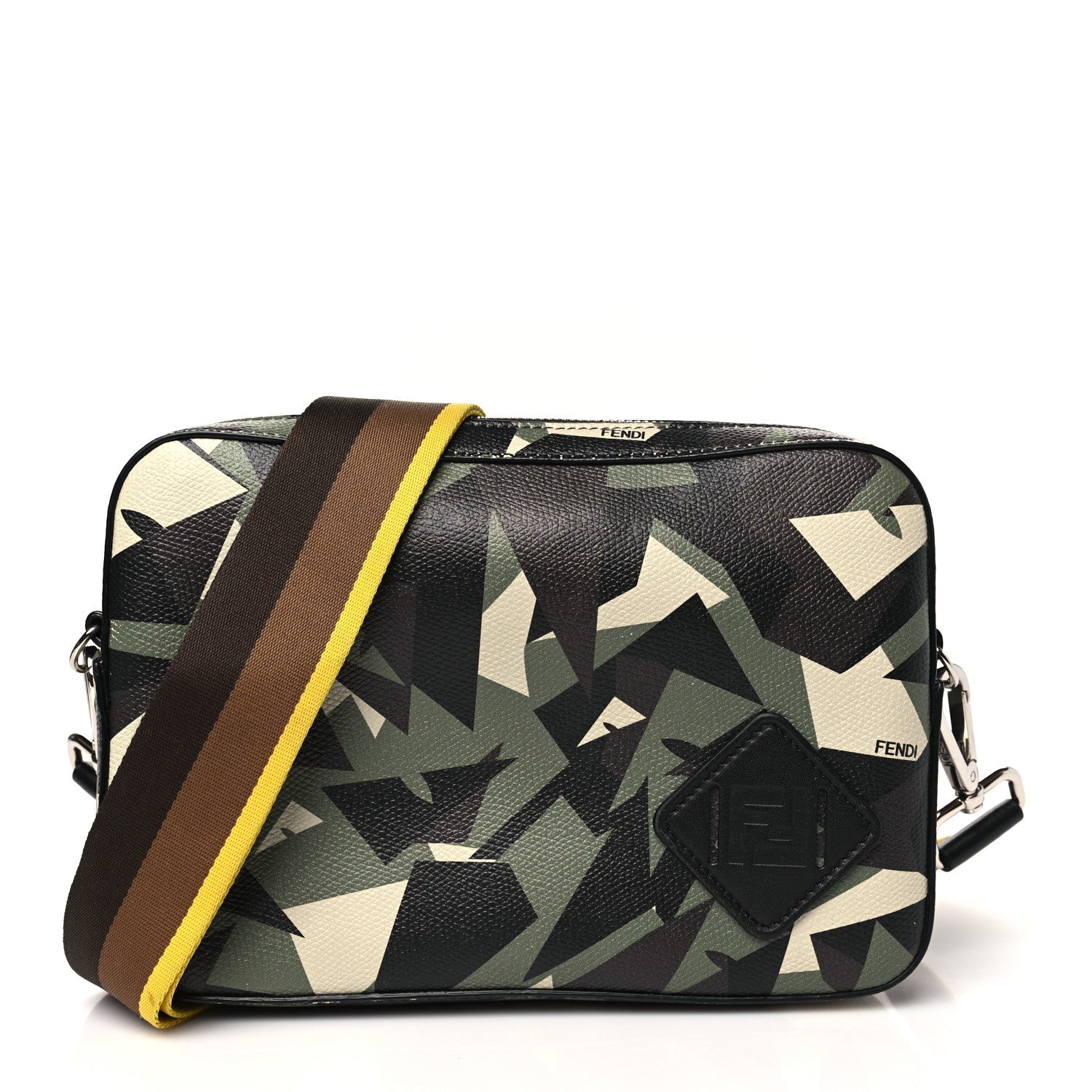 Textured Calfskin Bugs Camouflage Medium Camera Case Multicolor Military