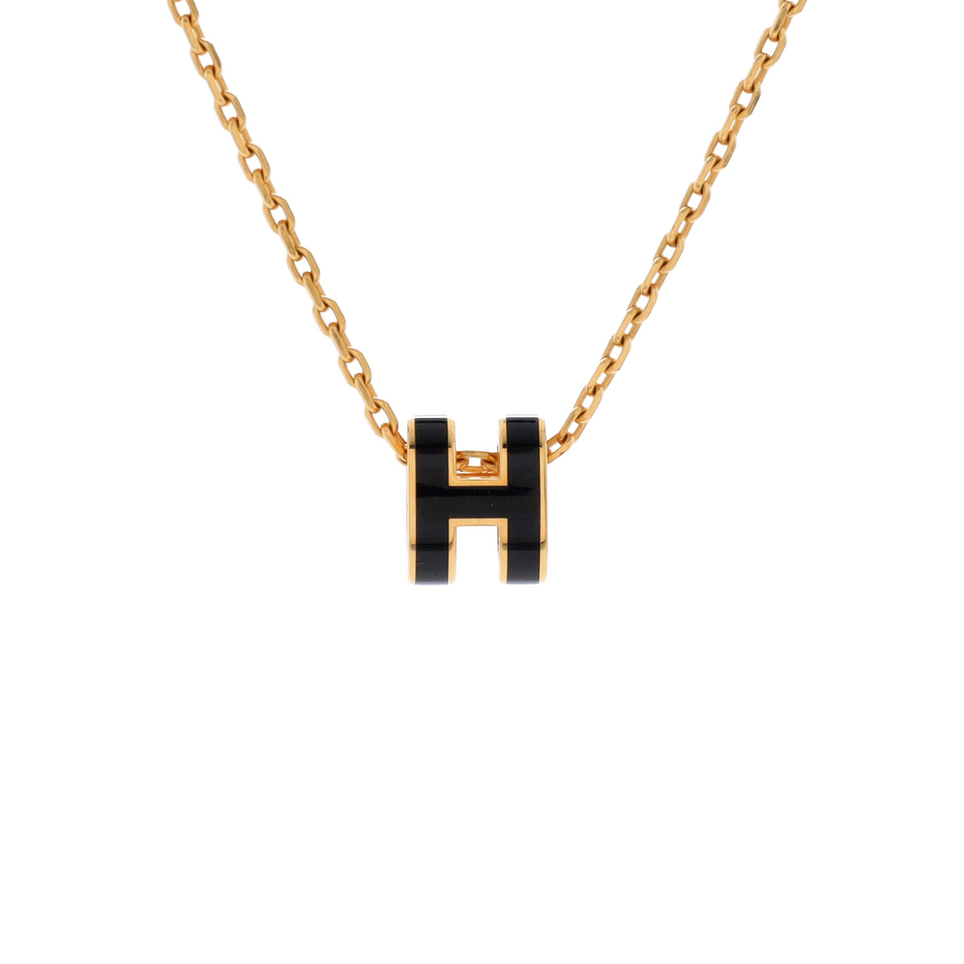 Pop H Pendant Chain Necklace Metal and Enamel