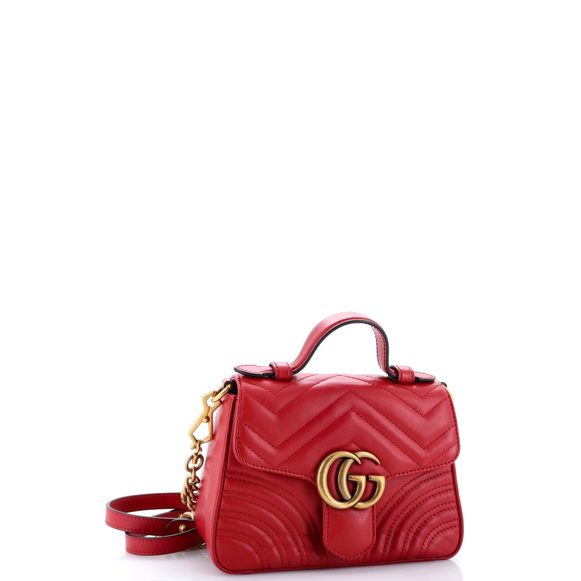 GG Marmont Top Handle Flap Bag Matelasse Leather Mini