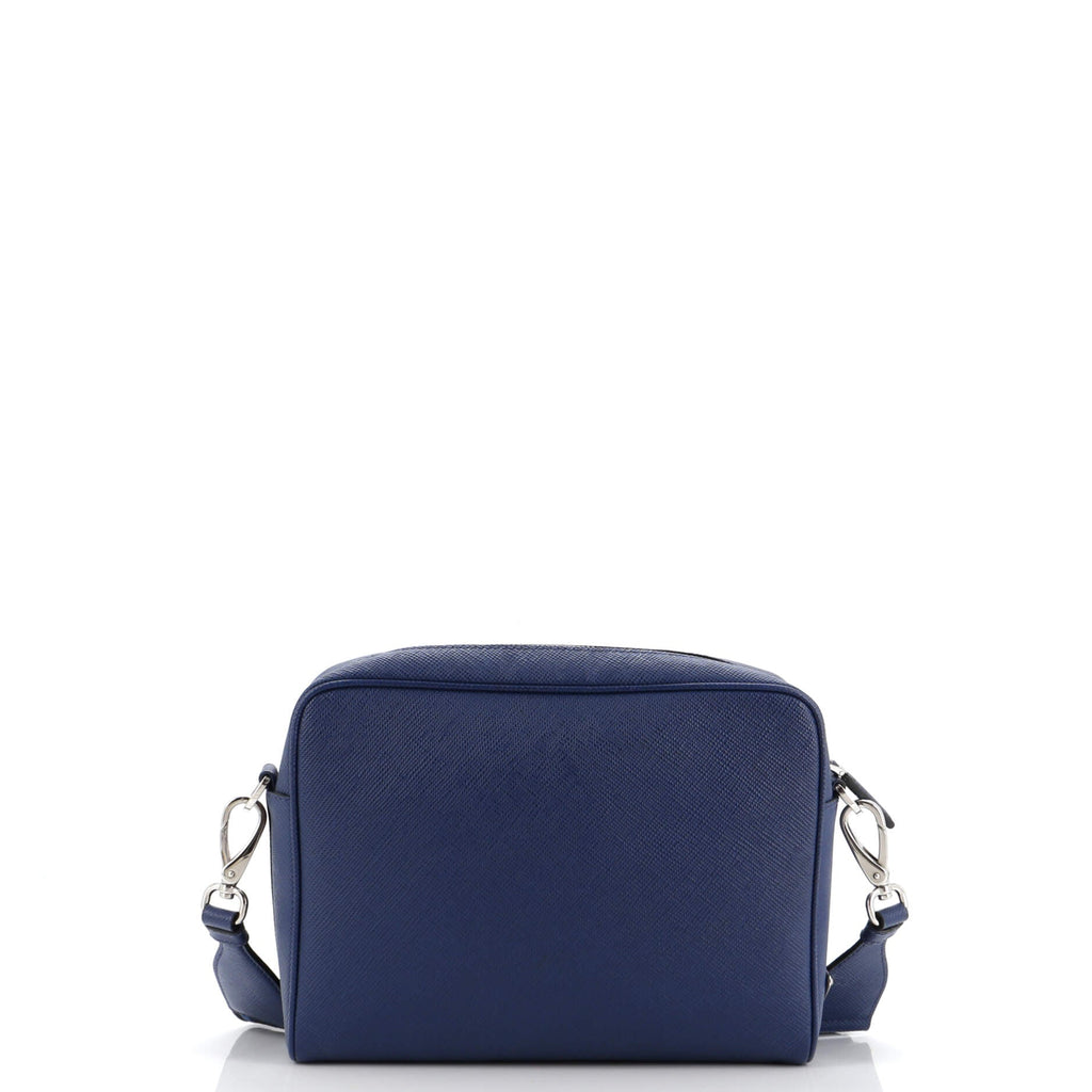 Triangle Logo Messenger Bag Embossed Saffiano Leather Small