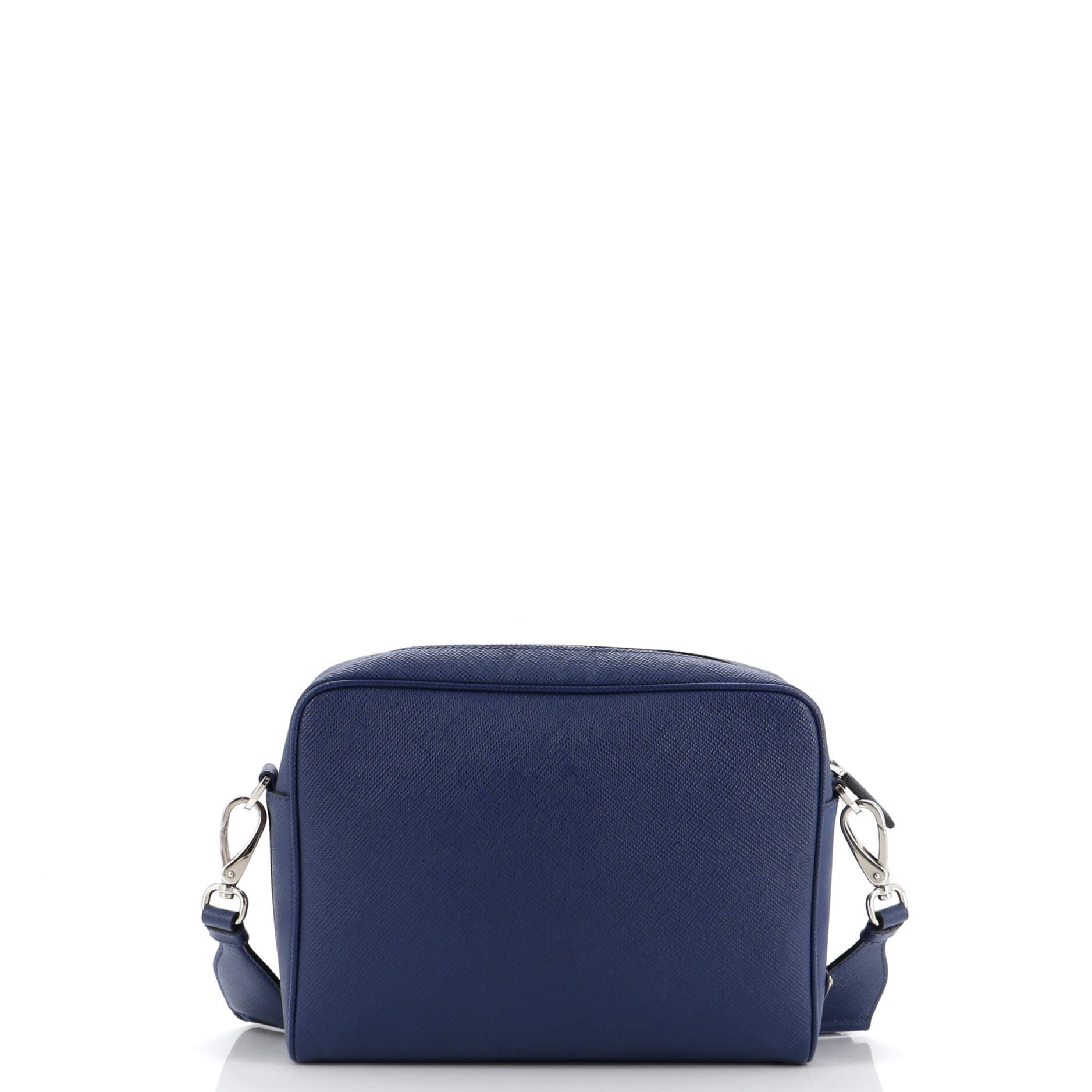 Triangle Logo Messenger Bag Embossed Saffiano Leather Small
