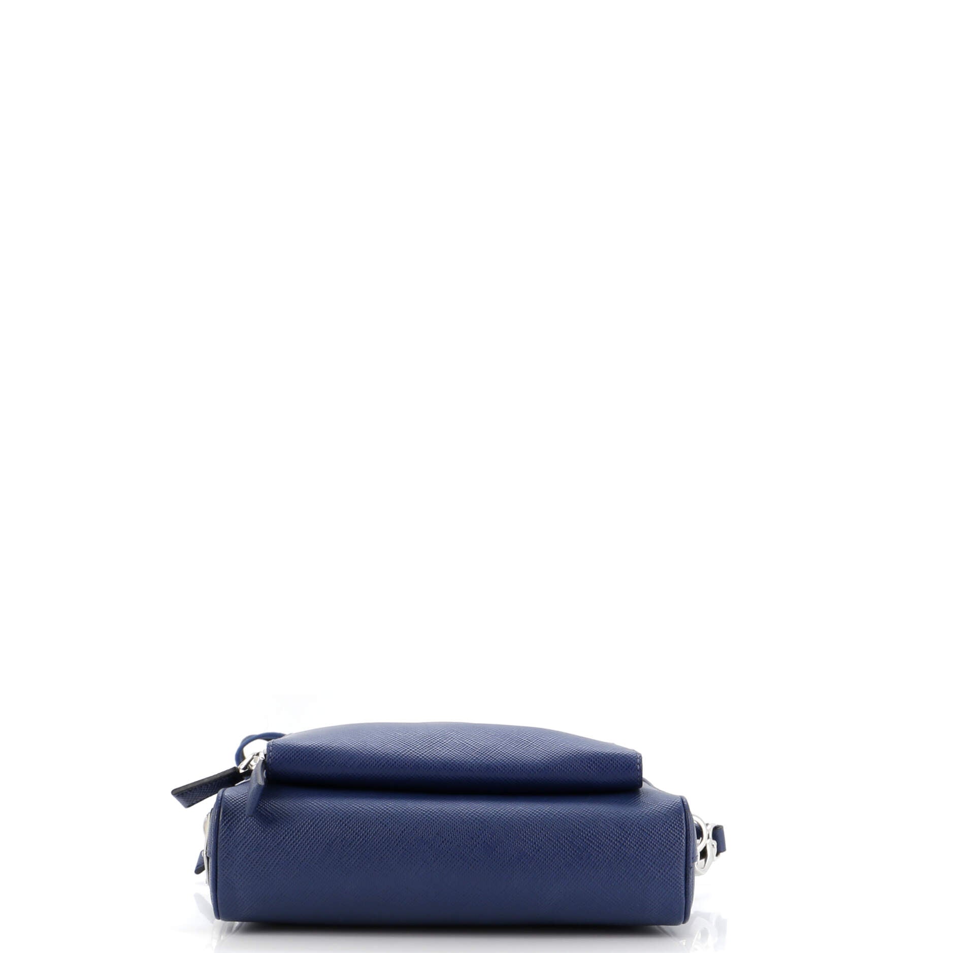 Triangle Logo Messenger Bag Embossed Saffiano Leather Small