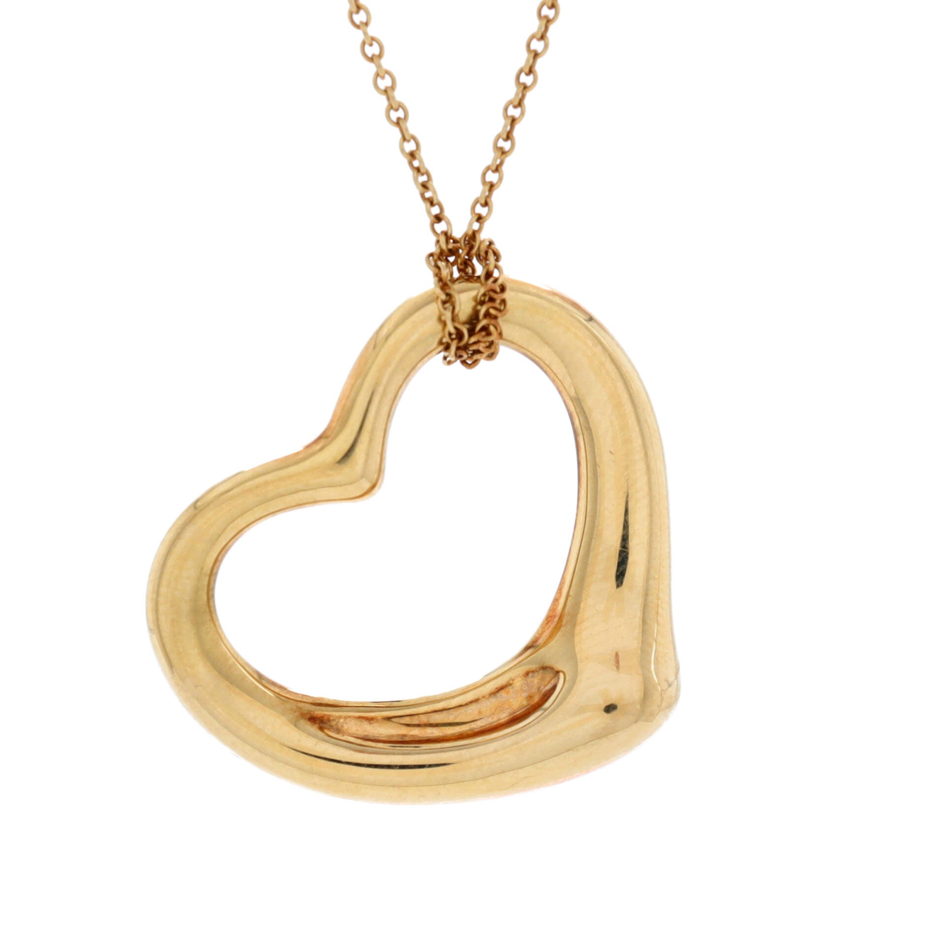 Elsa Peretti Open Heart Pendant Necklace 18K Yellow Gold 28mm