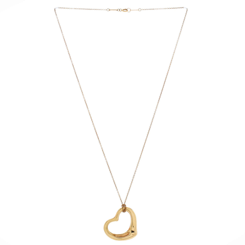 Elsa Peretti Open Heart Pendant Necklace 18K Yellow Gold 28mm