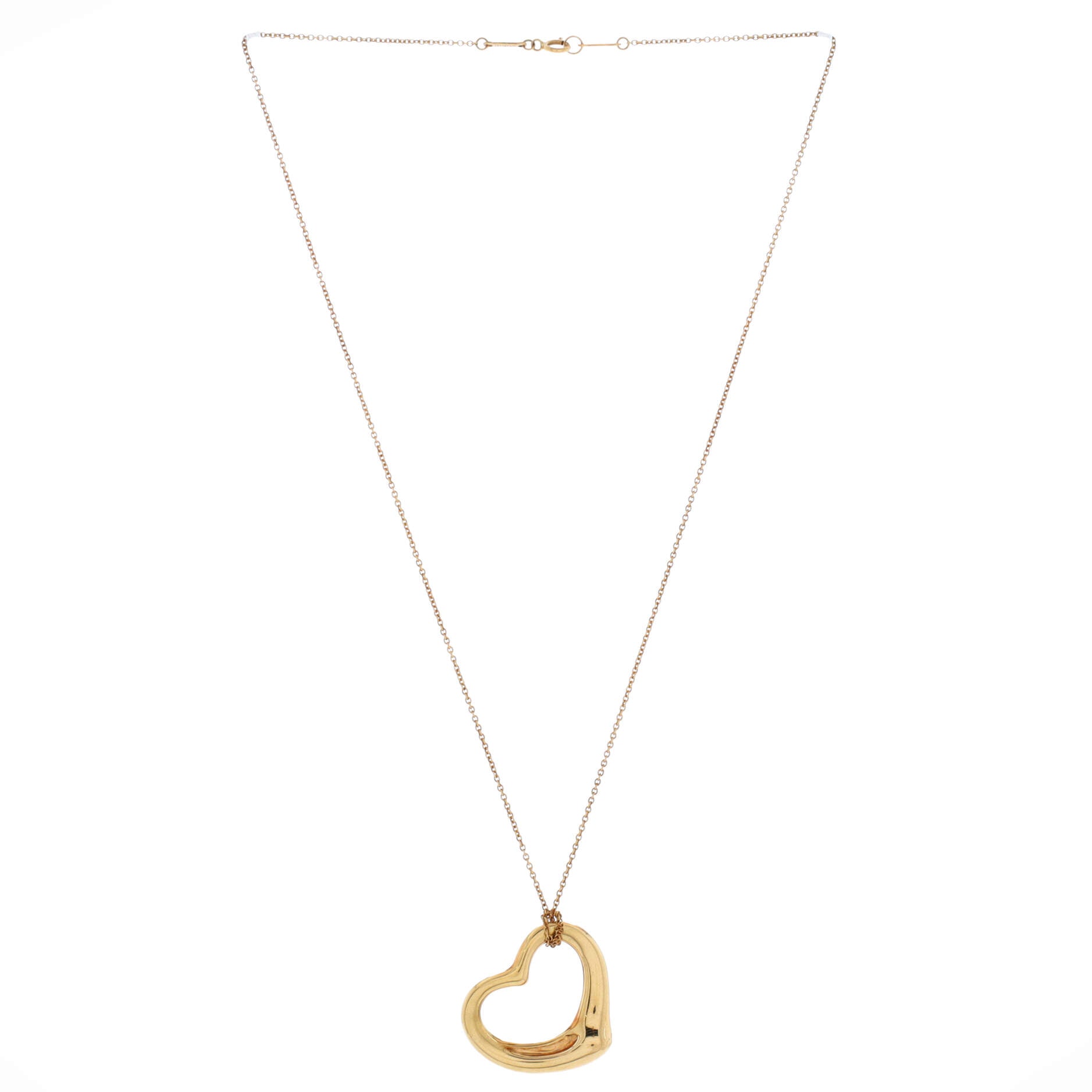Elsa Peretti Open Heart Pendant Necklace 18K Yellow Gold 28mm