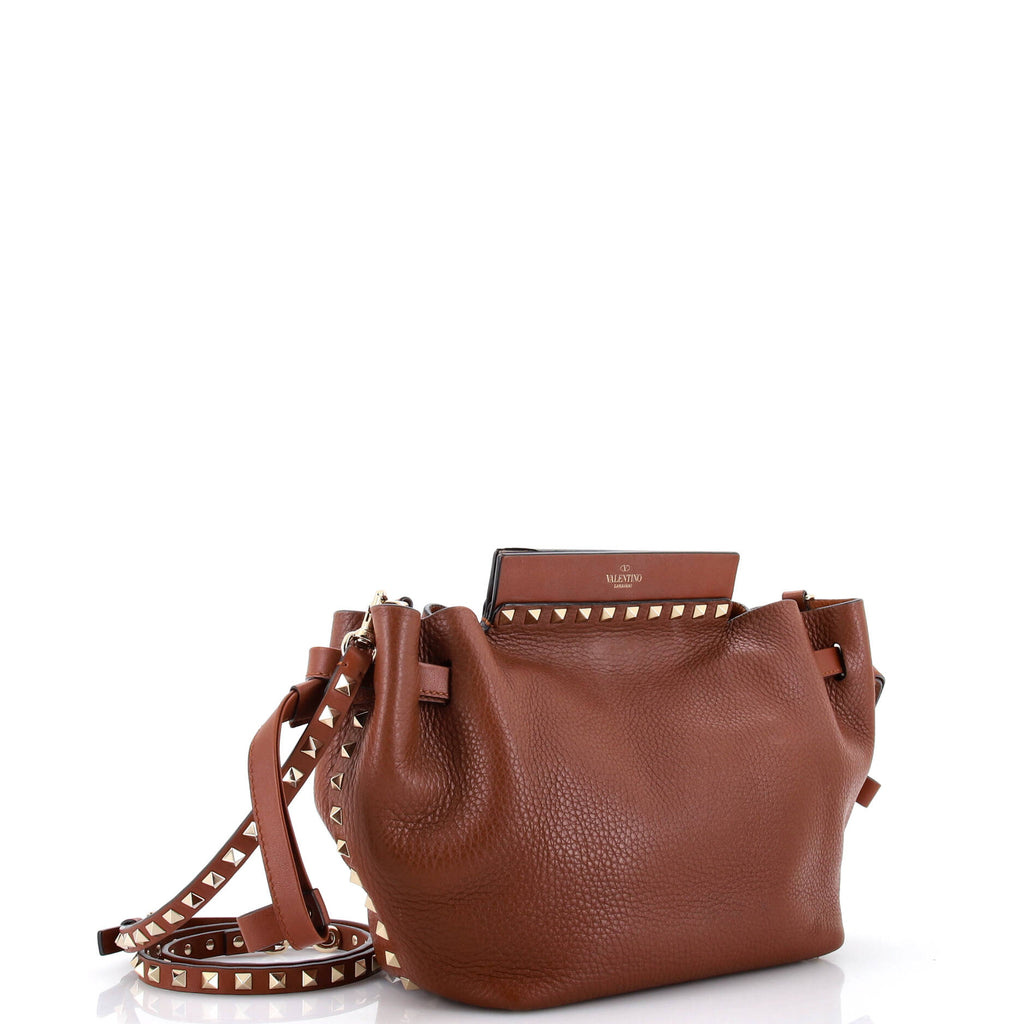 Rockstud Bucket Shoulder Bag Leather Small