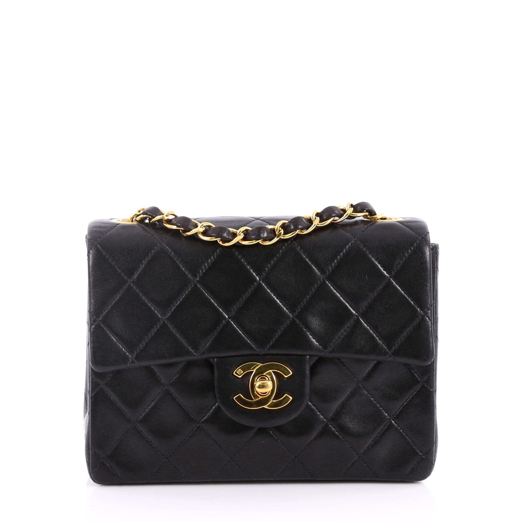 Vintage Square Classic Single Flap Bag Quilted Lambskin Mini