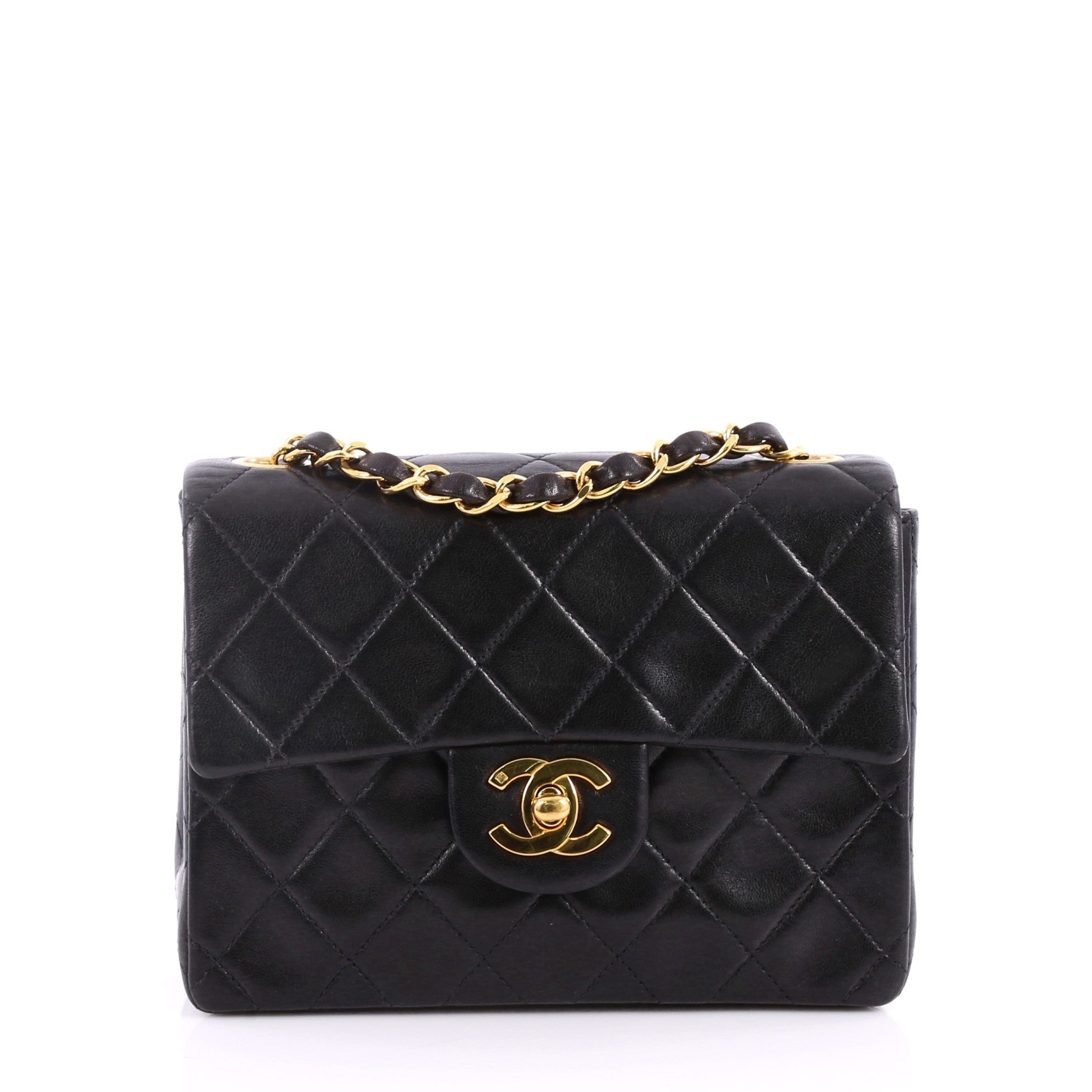 Vintage Square Classic Single Flap Bag Quilted Lambskin Mini