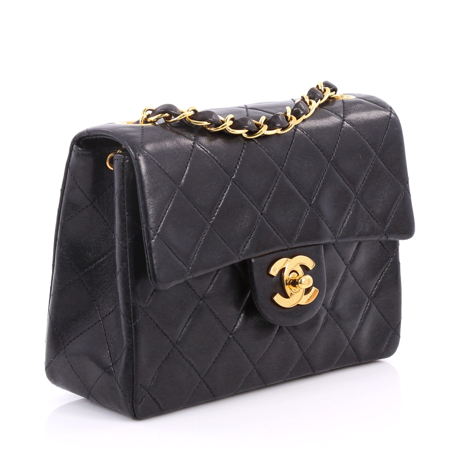 Vintage Square Classic Single Flap Bag Quilted Lambskin Mini