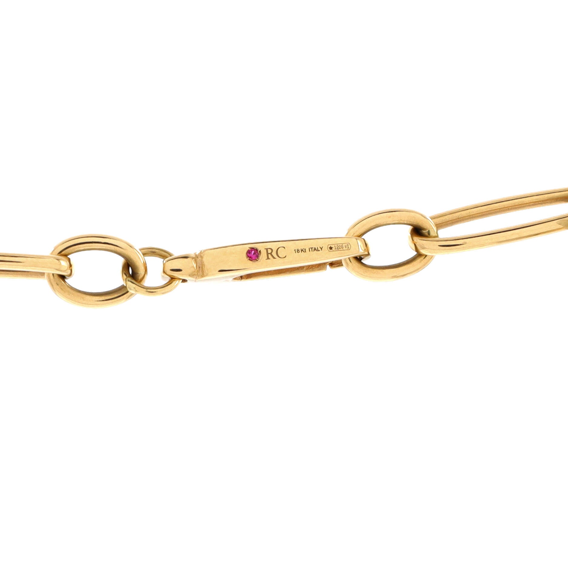 Oval and Round Link Chain Necklace Yellow Gold 18"