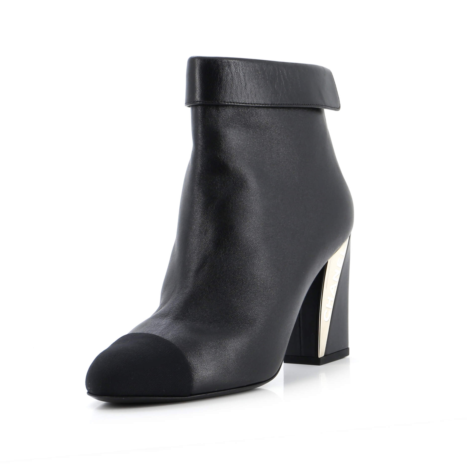 Women's Logo Cap Toe Fold Over Boots Leather with Grosgrain