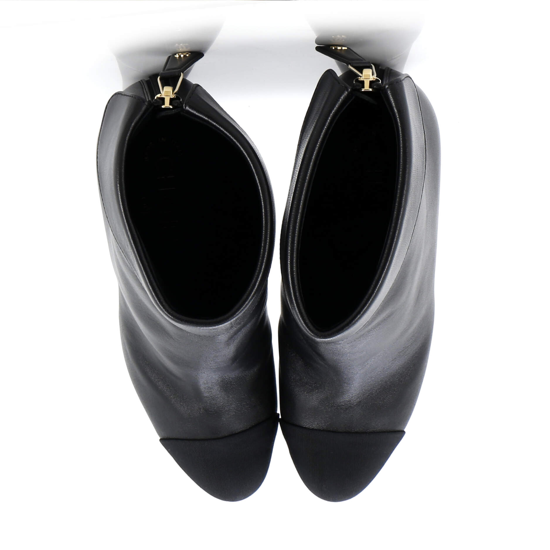 Women's Logo Cap Toe Fold Over Boots Leather with Grosgrain