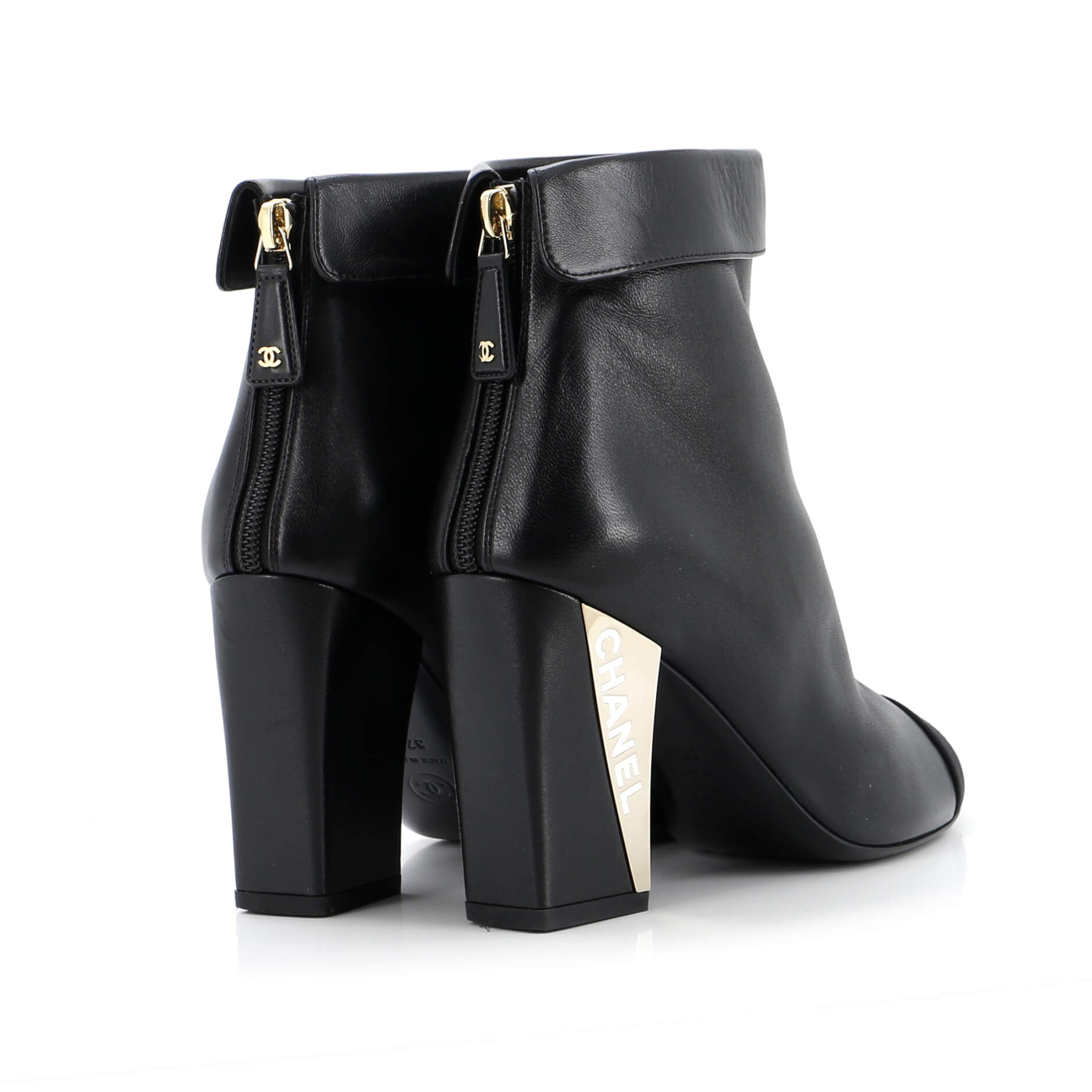 Women's Logo Cap Toe Fold Over Boots Leather with Grosgrain