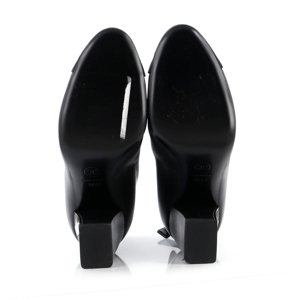 Women's Logo Cap Toe Fold Over Boots Leather with Grosgrain