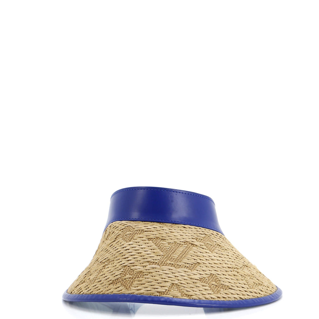 Strawgram Visor Monogram Raffia with Leather