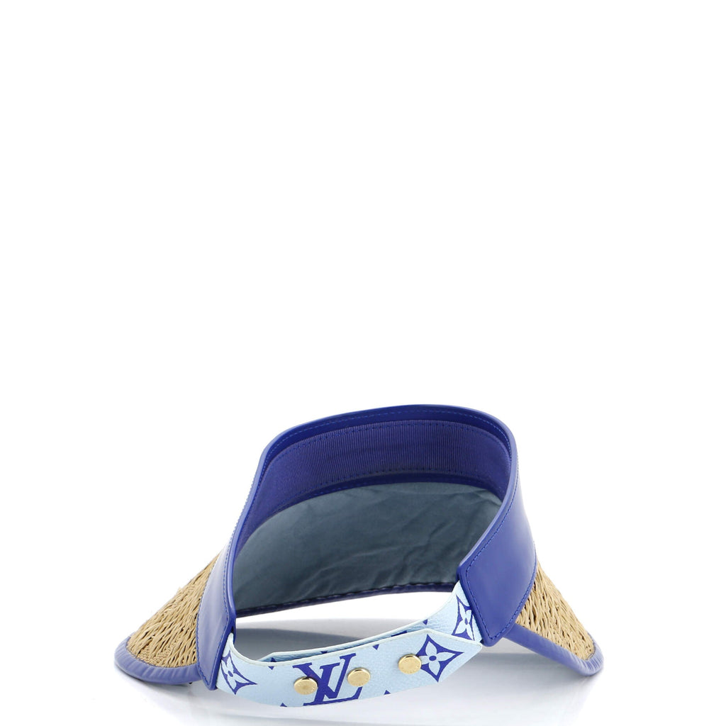 Strawgram Visor Monogram Raffia with Leather