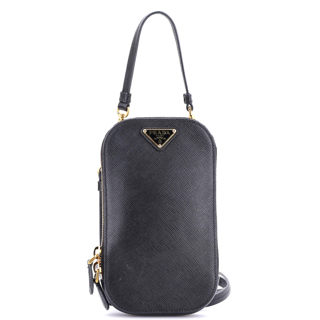 Zip Phone Holder Crossbody Bag Saffiano Leather