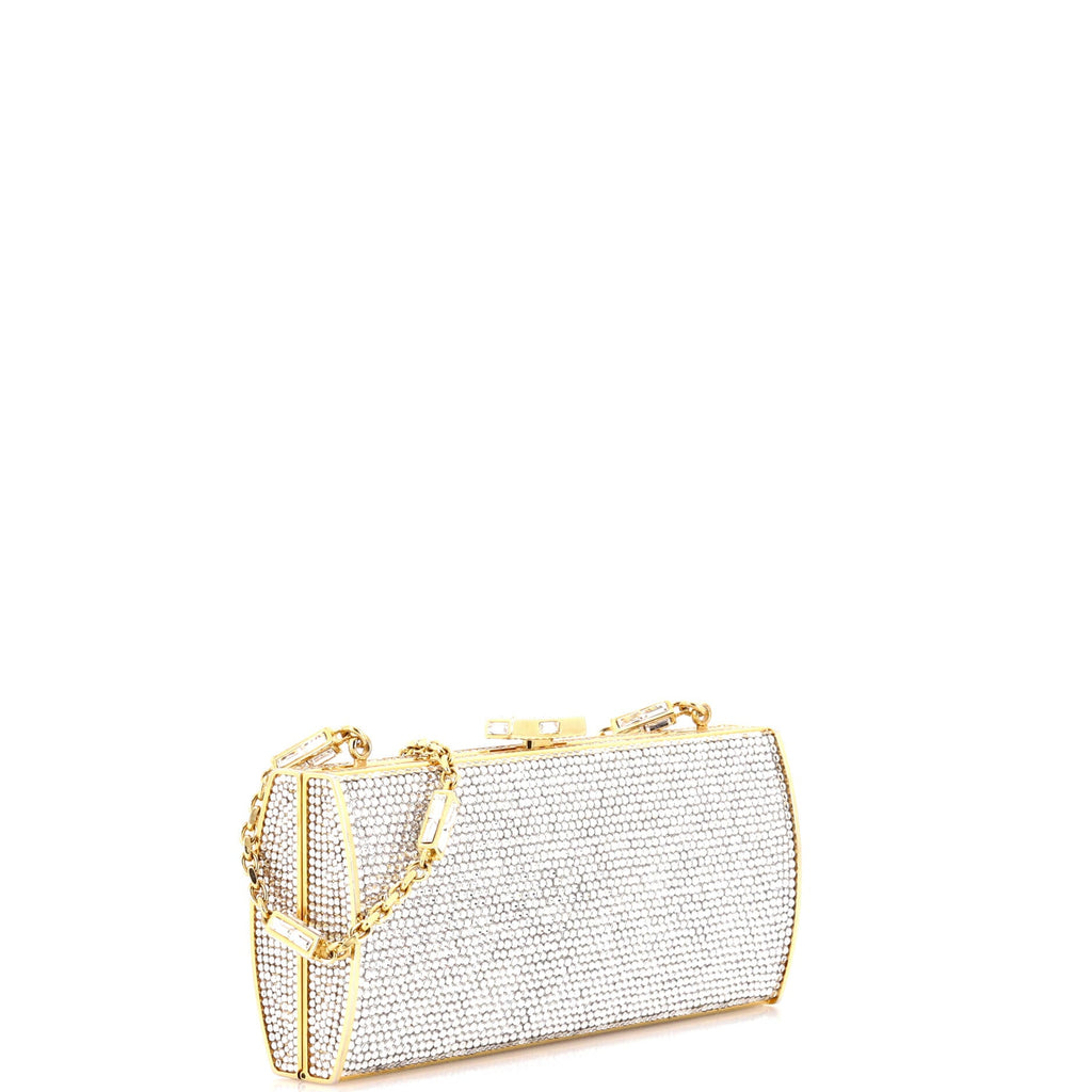 Chain Minaudiere Box Clutch Crystal Small