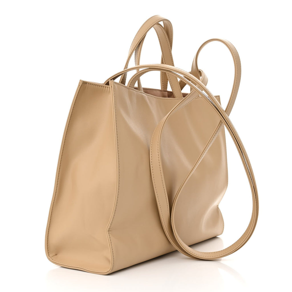 Vegan Leather Medium Shopping Bag Cream
