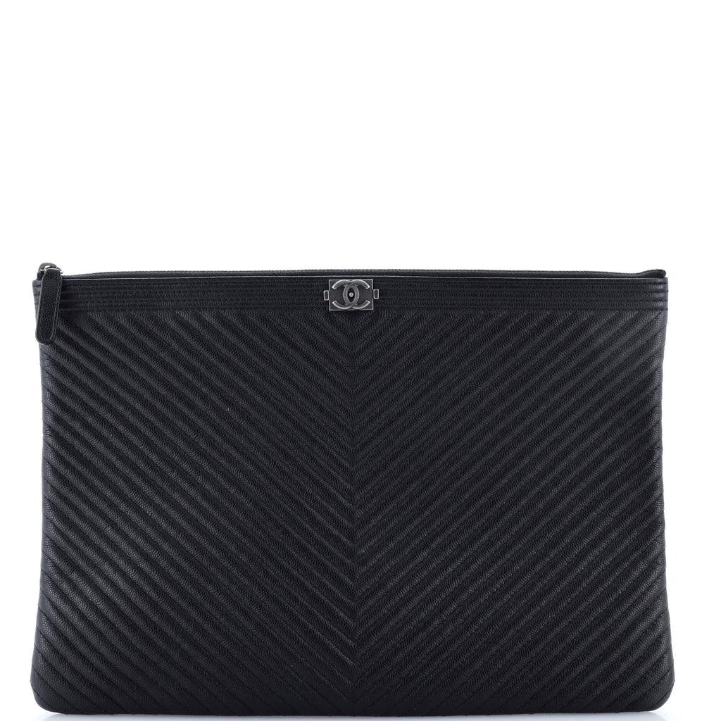Boy O Case Clutch Chevron Lambskin Large