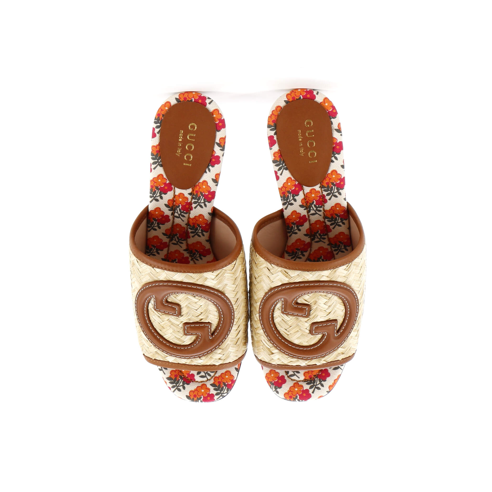 Women's Mabel Heeled Mule Sandals Raffia with Leather