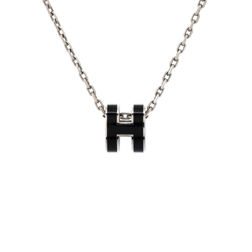 Pop H Pendant Chain Necklace Metal and Enamel Mini