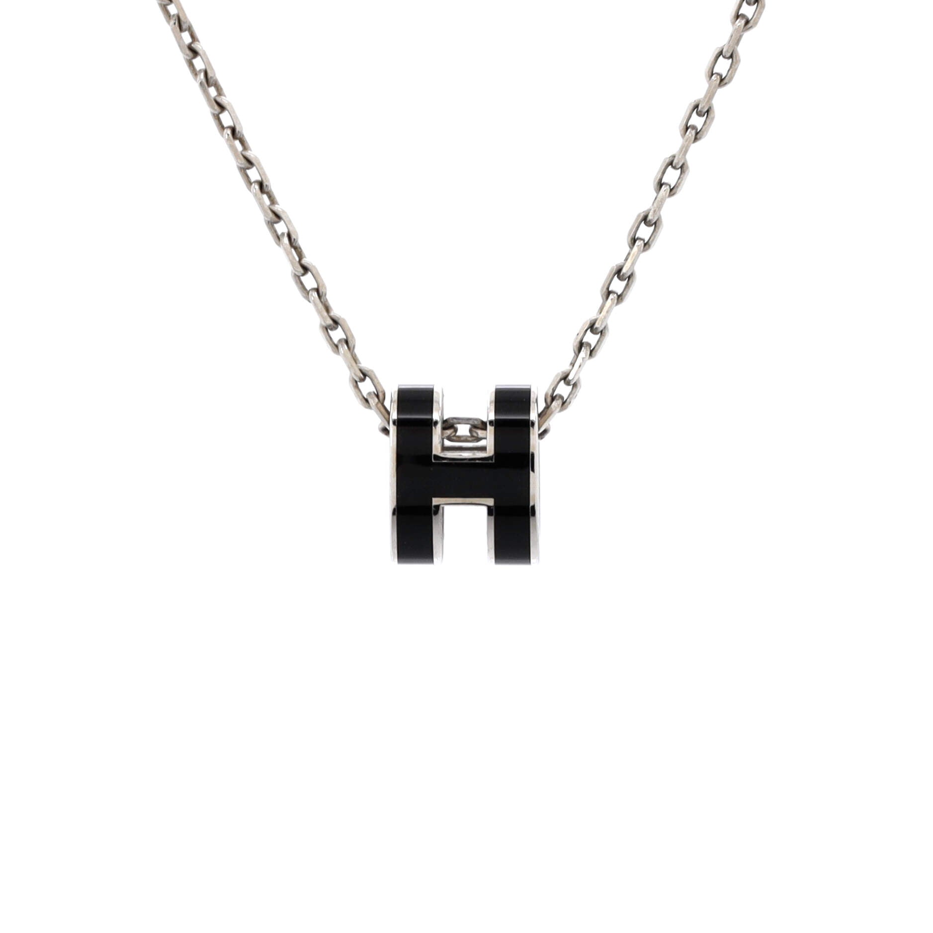 Pop H Pendant Chain Necklace Metal and Enamel Mini