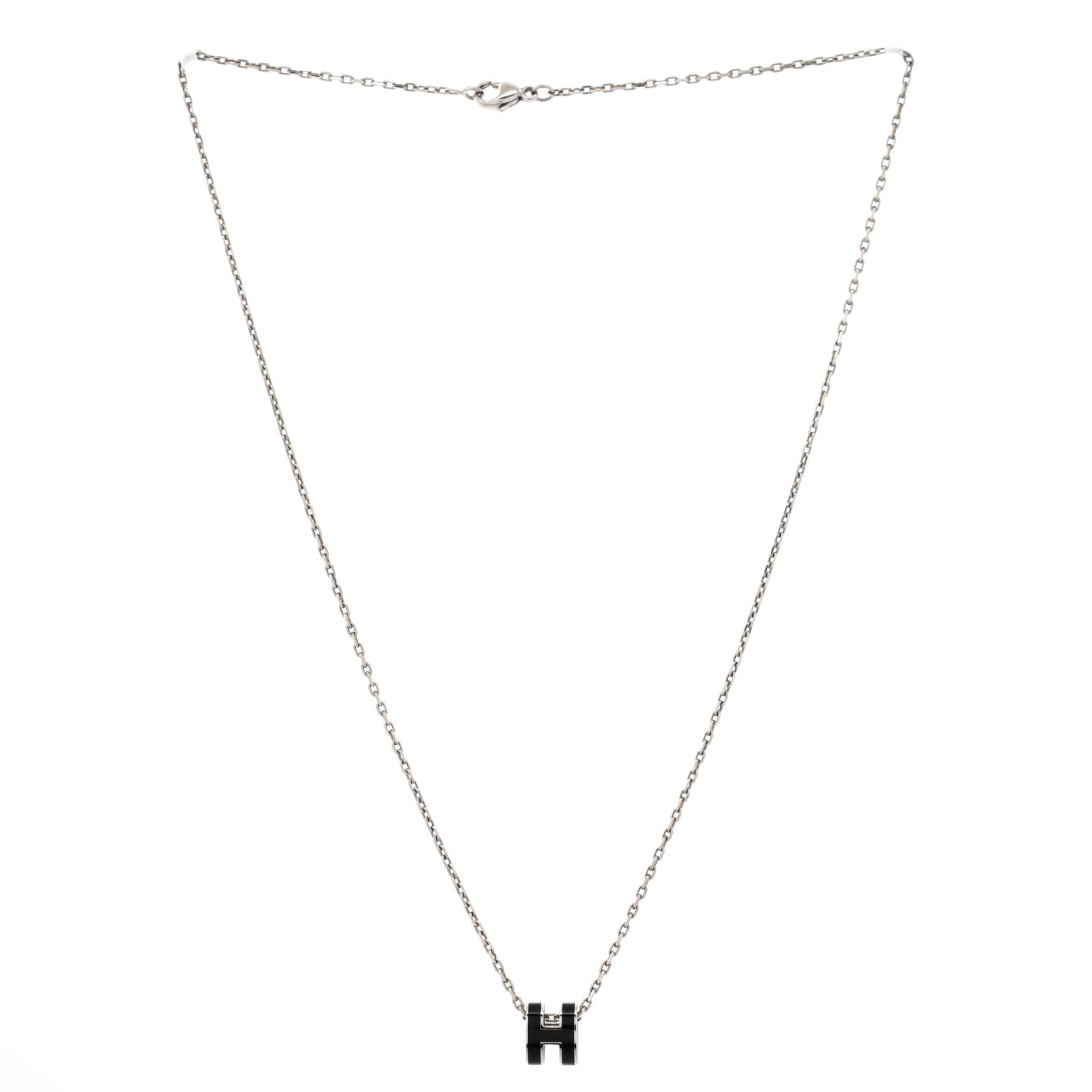 Pop H Pendant Chain Necklace Metal and Enamel Mini
