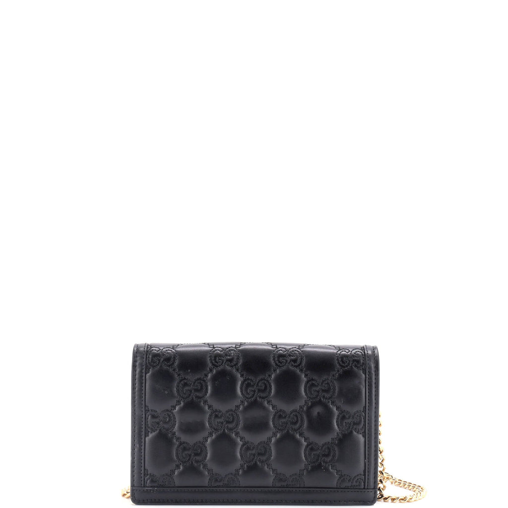 Petite GG Marmont Chain Wallet GG Matelasse Leather Mini