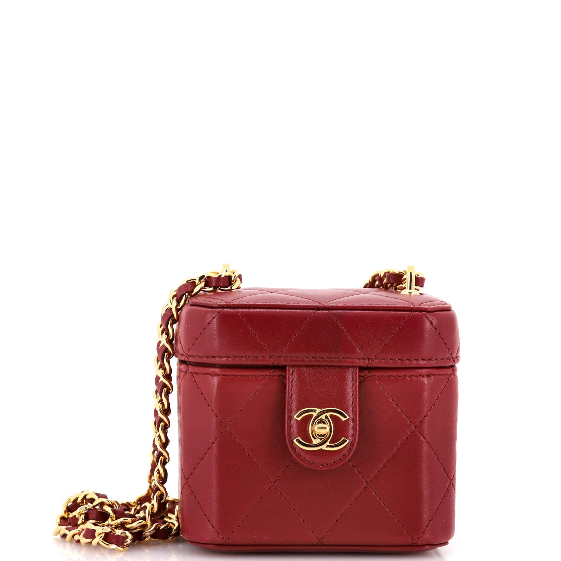 CC Turnlock Box Vanity Case with Chain Quilted Lambskin Mini