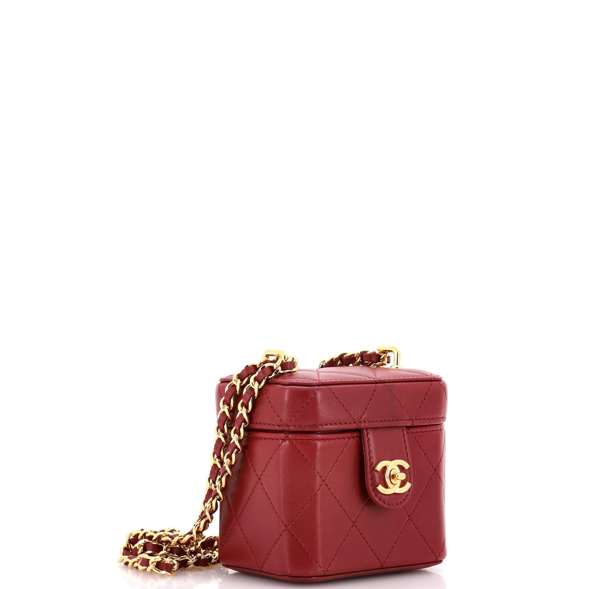 CC Turnlock Box Vanity Case with Chain Quilted Lambskin Mini