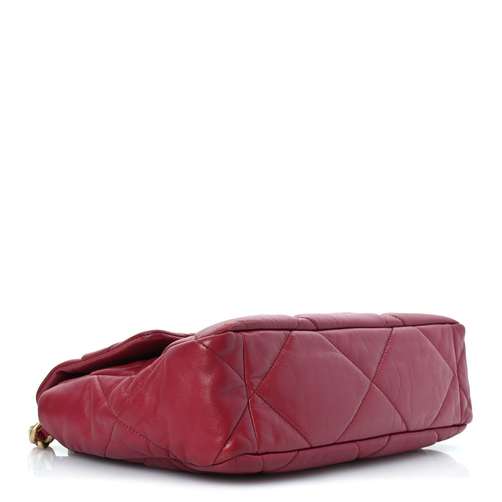 Goatskin Quilted Large Chanel 19 Flap Dark Pink