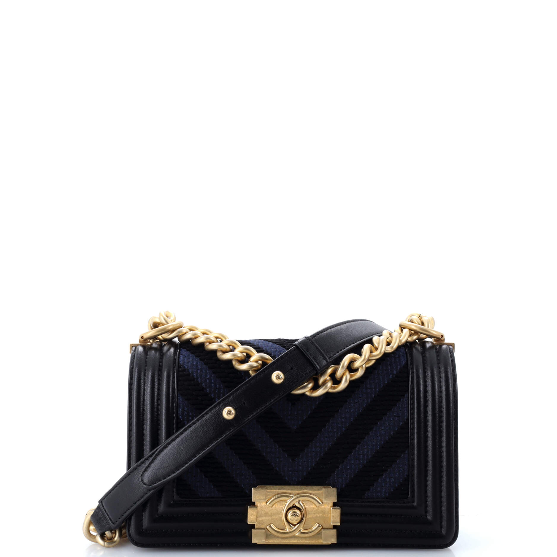 Boy Flap Bag Braided Chevron Calfskin and Lambskin Small