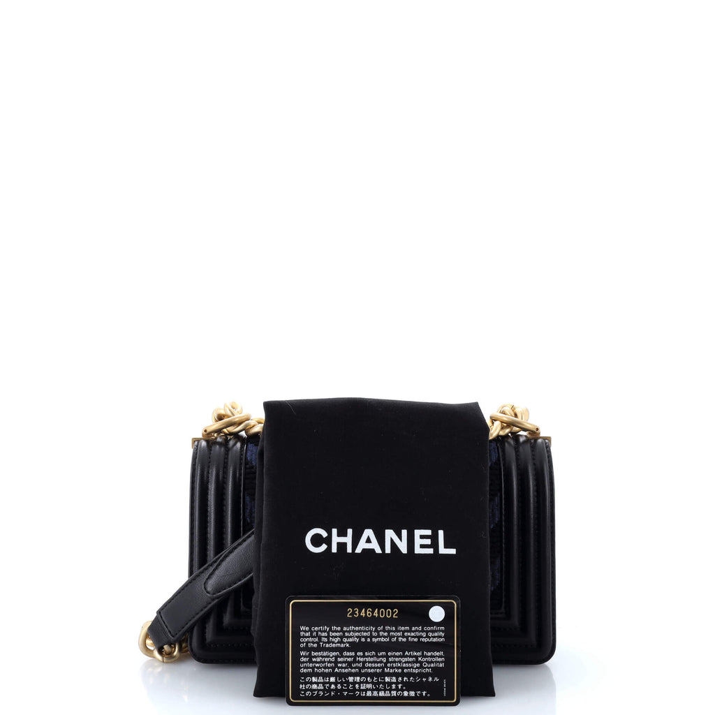Boy Flap Bag Braided Chevron Calfskin and Lambskin Small