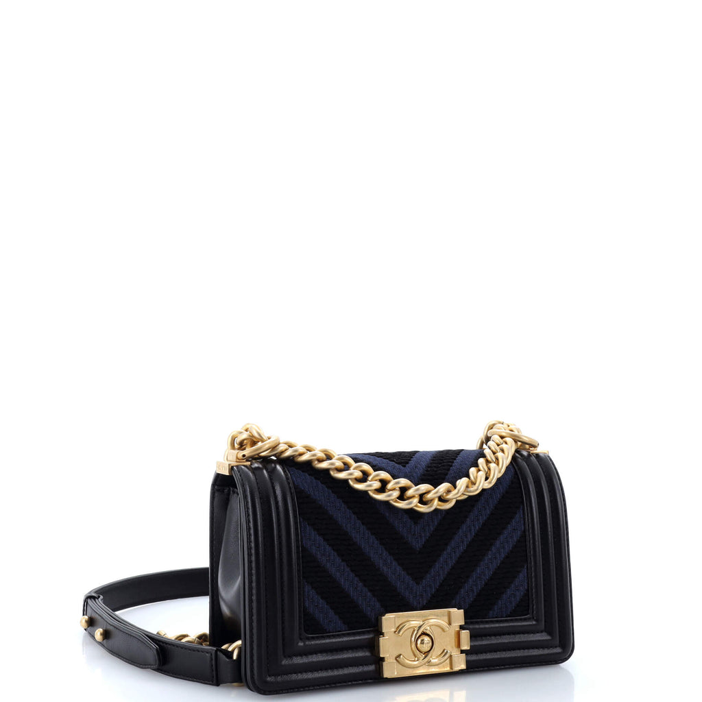 Boy Flap Bag Braided Chevron Calfskin and Lambskin Small