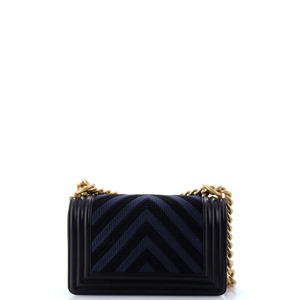 Boy Flap Bag Braided Chevron Calfskin and Lambskin Small