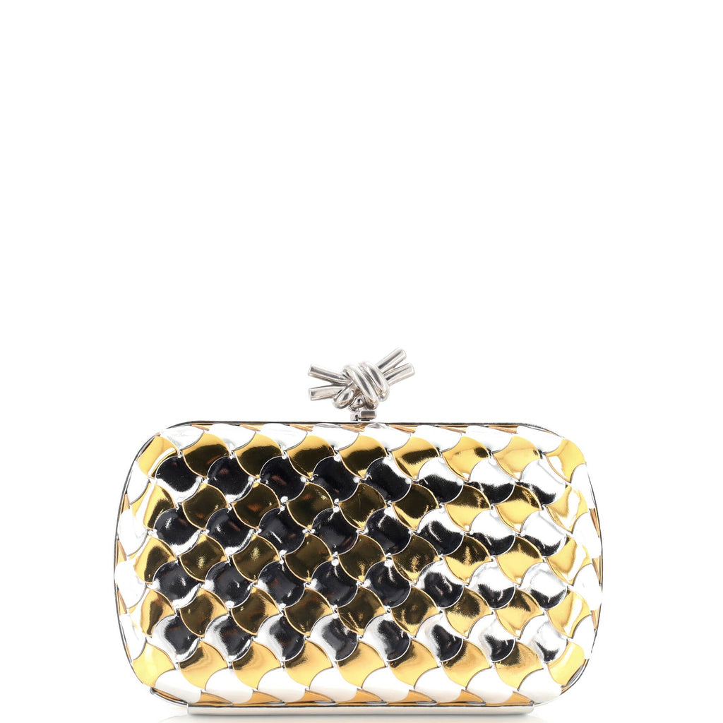 Box Knot Clutch NM Laminated Intreccio Leather Small