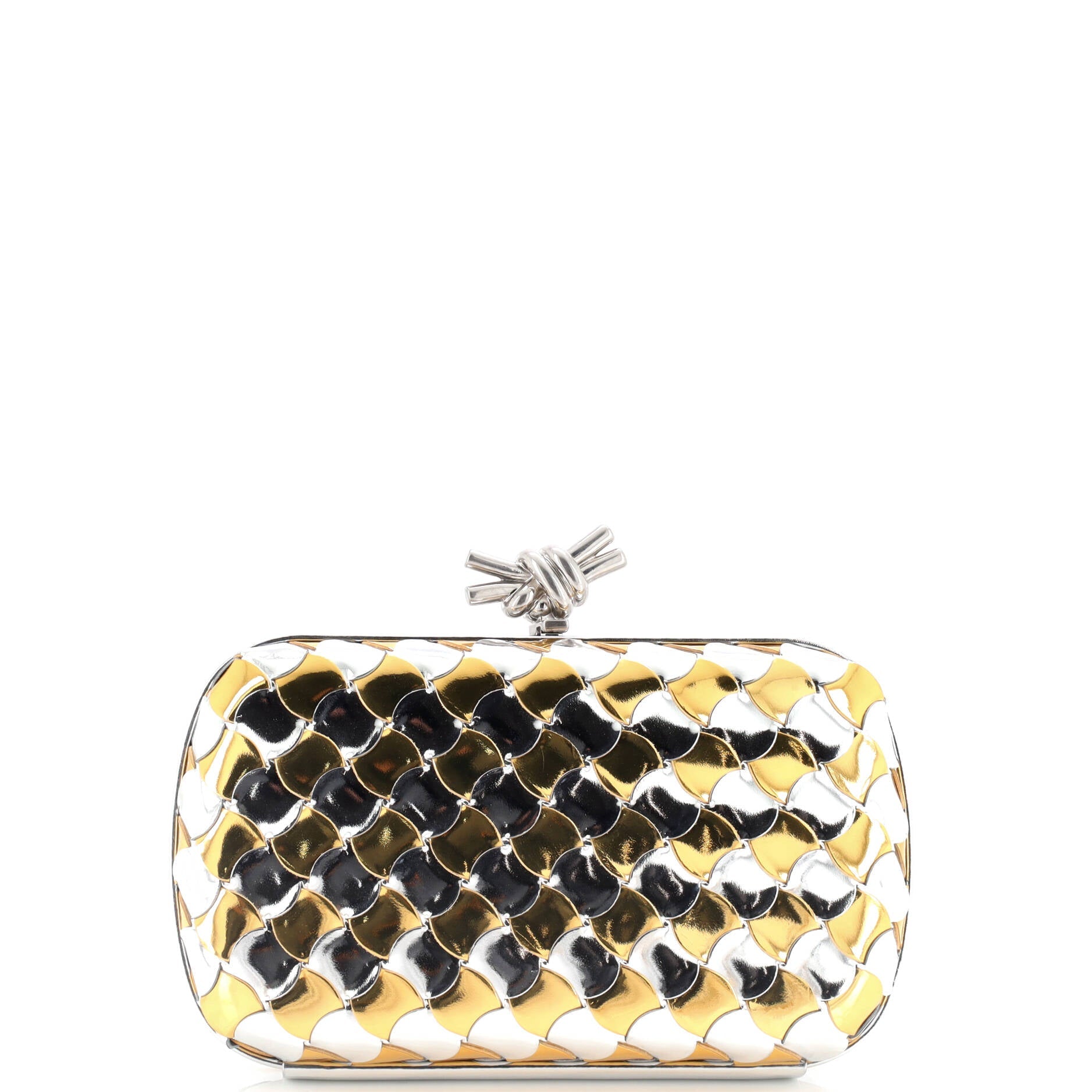 Box Knot Clutch NM Laminated Intreccio Leather Small