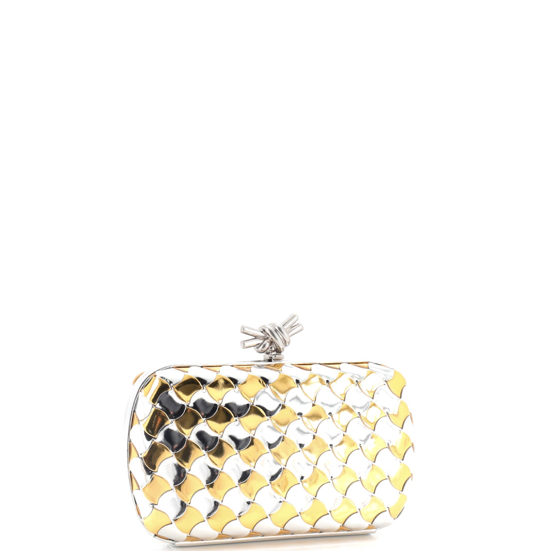 Box Knot Clutch NM Laminated Intreccio Leather Small