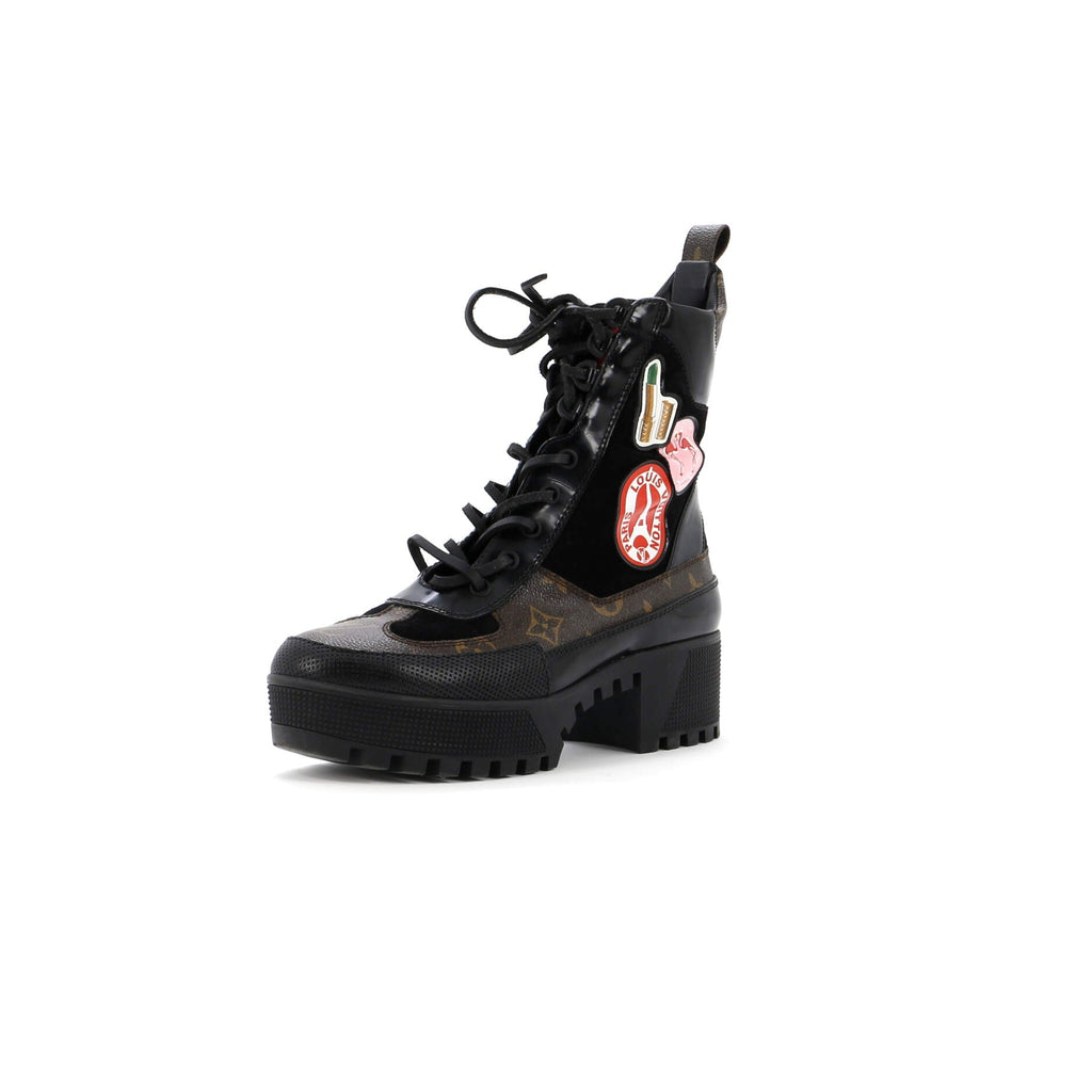 Women's Laureate Platform Desert Boots Limited Edition World Tour Suede with Monogram Canvas and Leather