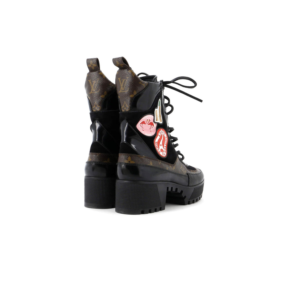 Women's Laureate Platform Desert Boots Limited Edition World Tour Suede with Monogram Canvas and Leather