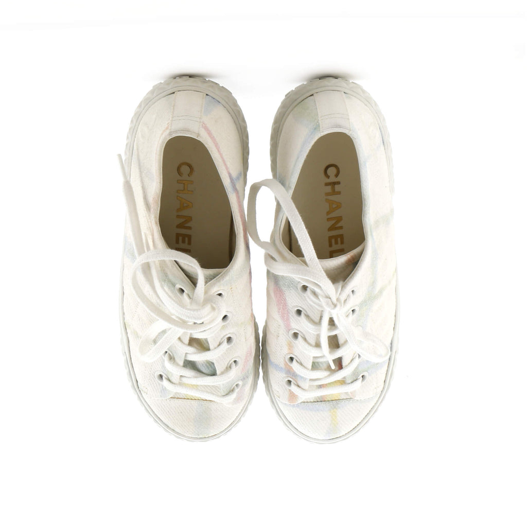 Women's CC Lace Up Sneakers Printed Quilted Canvas