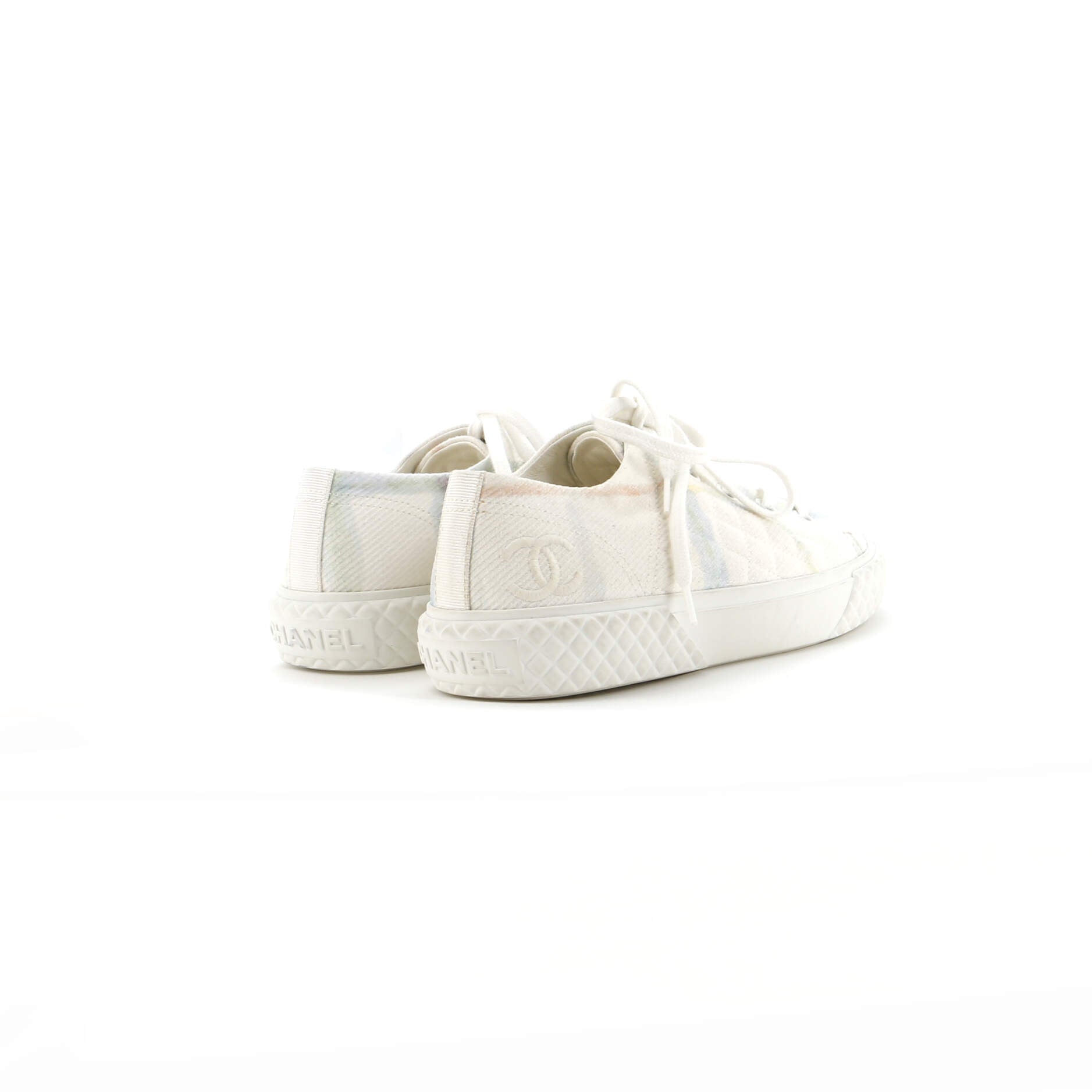 Women's CC Lace Up Sneakers Printed Quilted Canvas