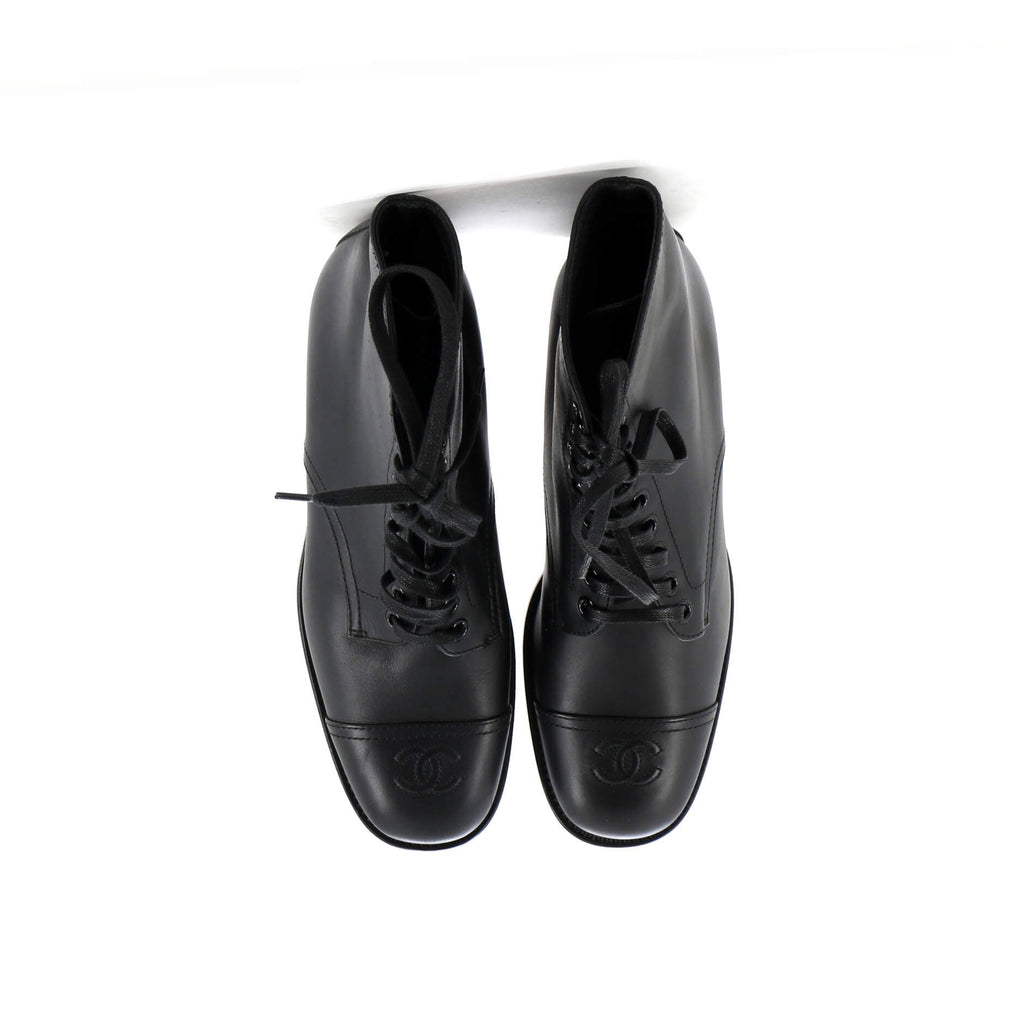 Women's Cap Toe CC Ankle Combat Boots Leather