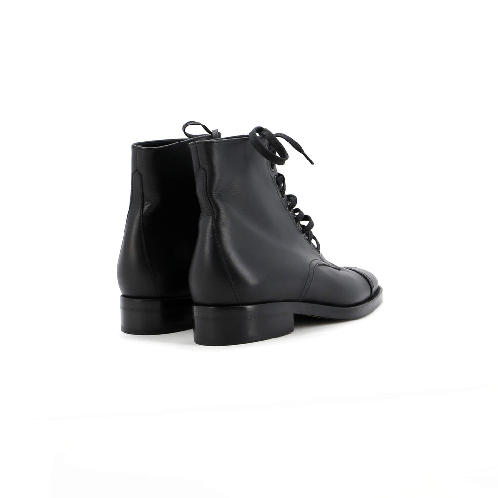 Women's Cap Toe CC Ankle Combat Boots Leather