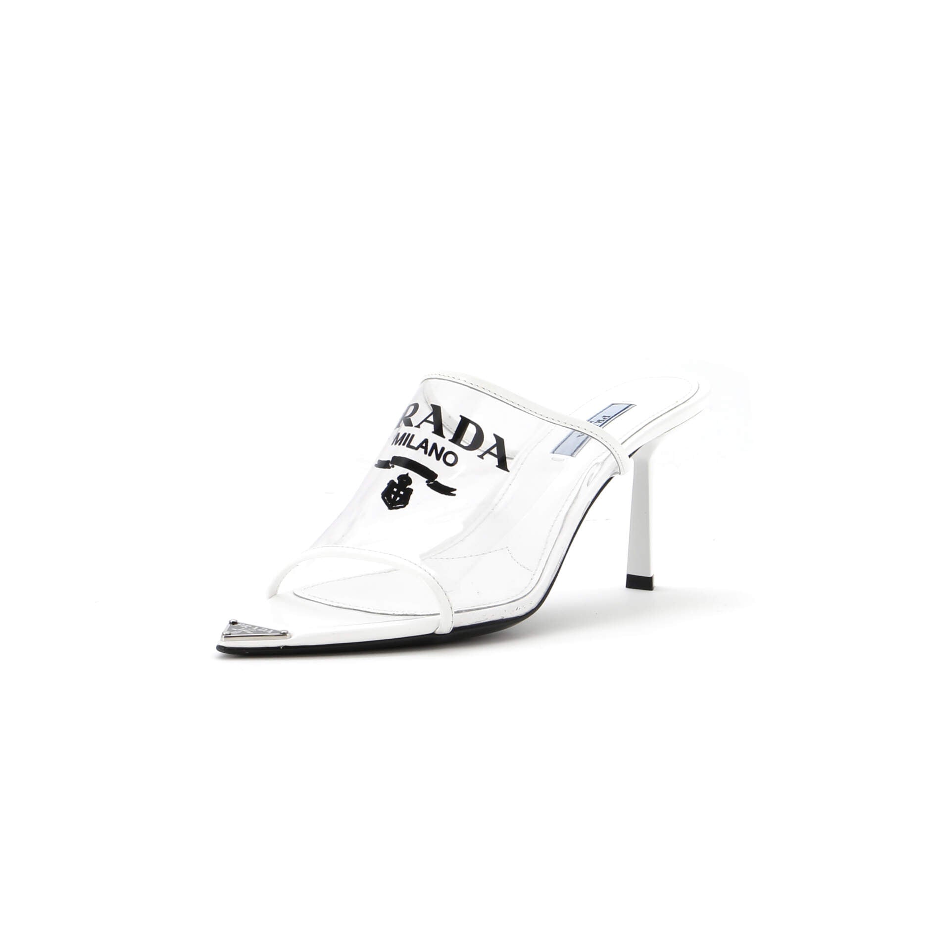 Women's Logo Heeled Sandals PVC with Leather