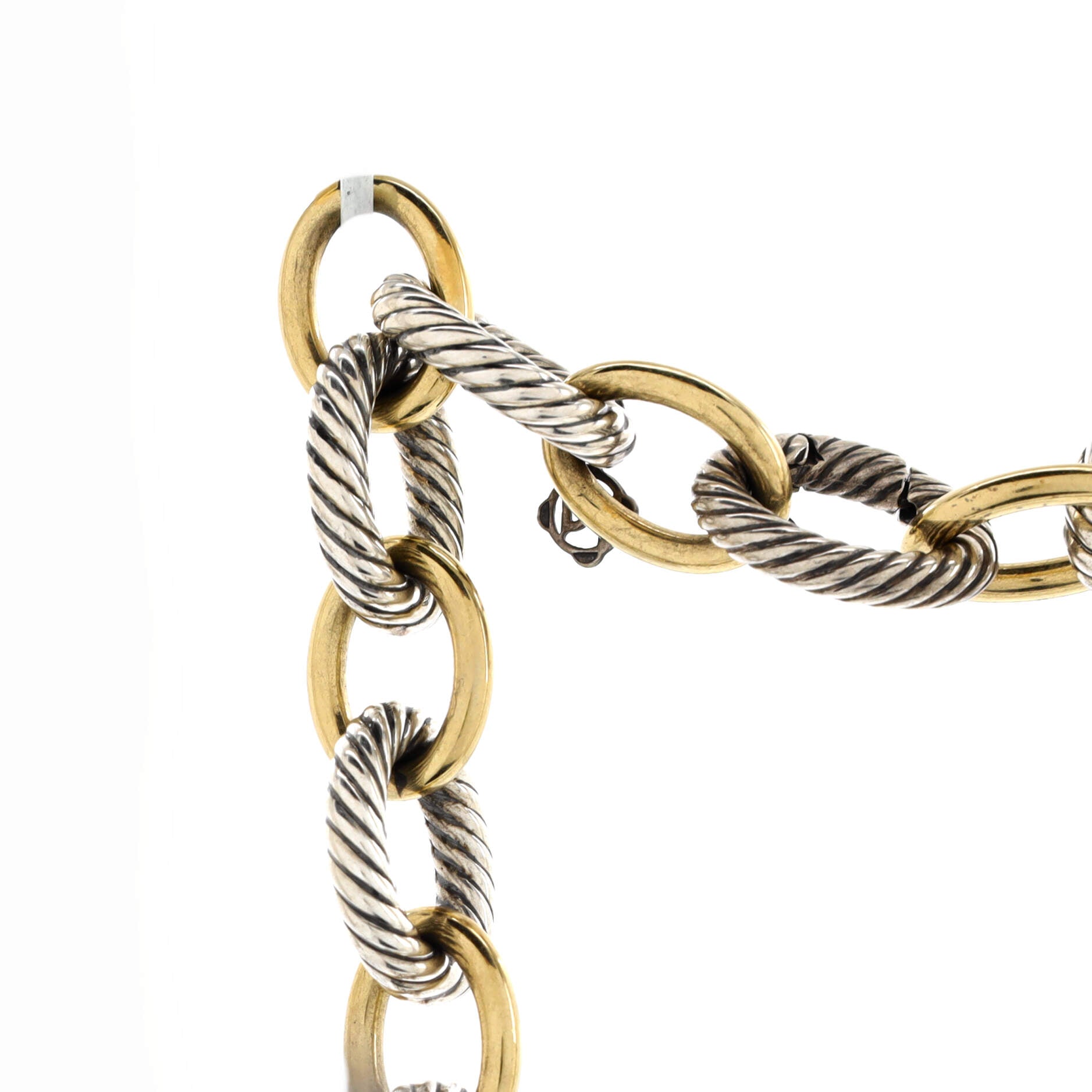 Oval Link Necklace Sterling Silver and 18K Yellow Gold Large