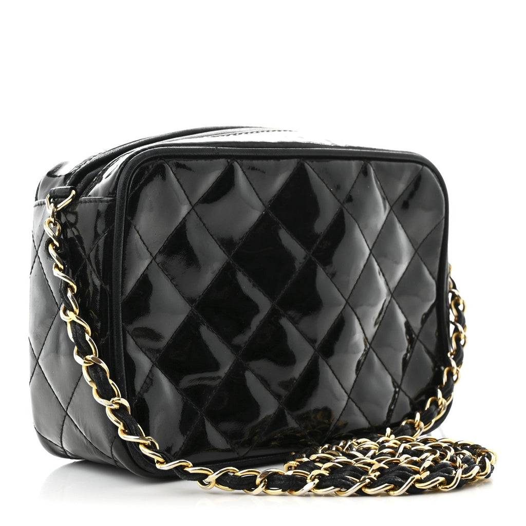 Patent Quilted Tassel Camera Case Black